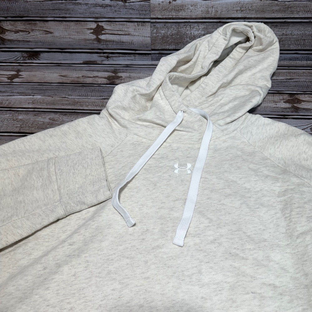Under Armour Hoodie Womens XL Cream Oatmeal Heathered Raglan Loose Fit Pullover
